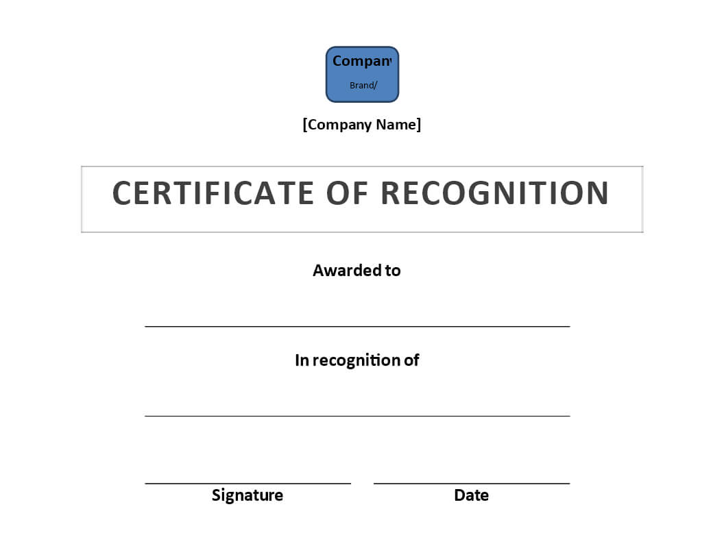 Certificate Of Recognition Template Word | Templates At For Certificate Of Appearance Template