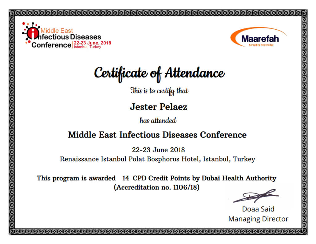 Certificate Of The Month – October 2018 – Maarefah Within Conference Certificate Of Attendance Template