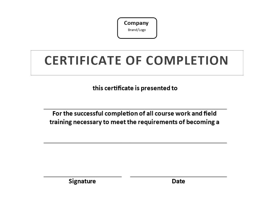 Certificate Of Training Completion Example | Templates At Inside Template For Training Certificate