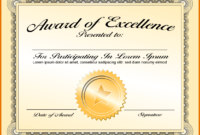 Certificate Template Academic Excellence | Sample Customer for Award Of Excellence Certificate Template