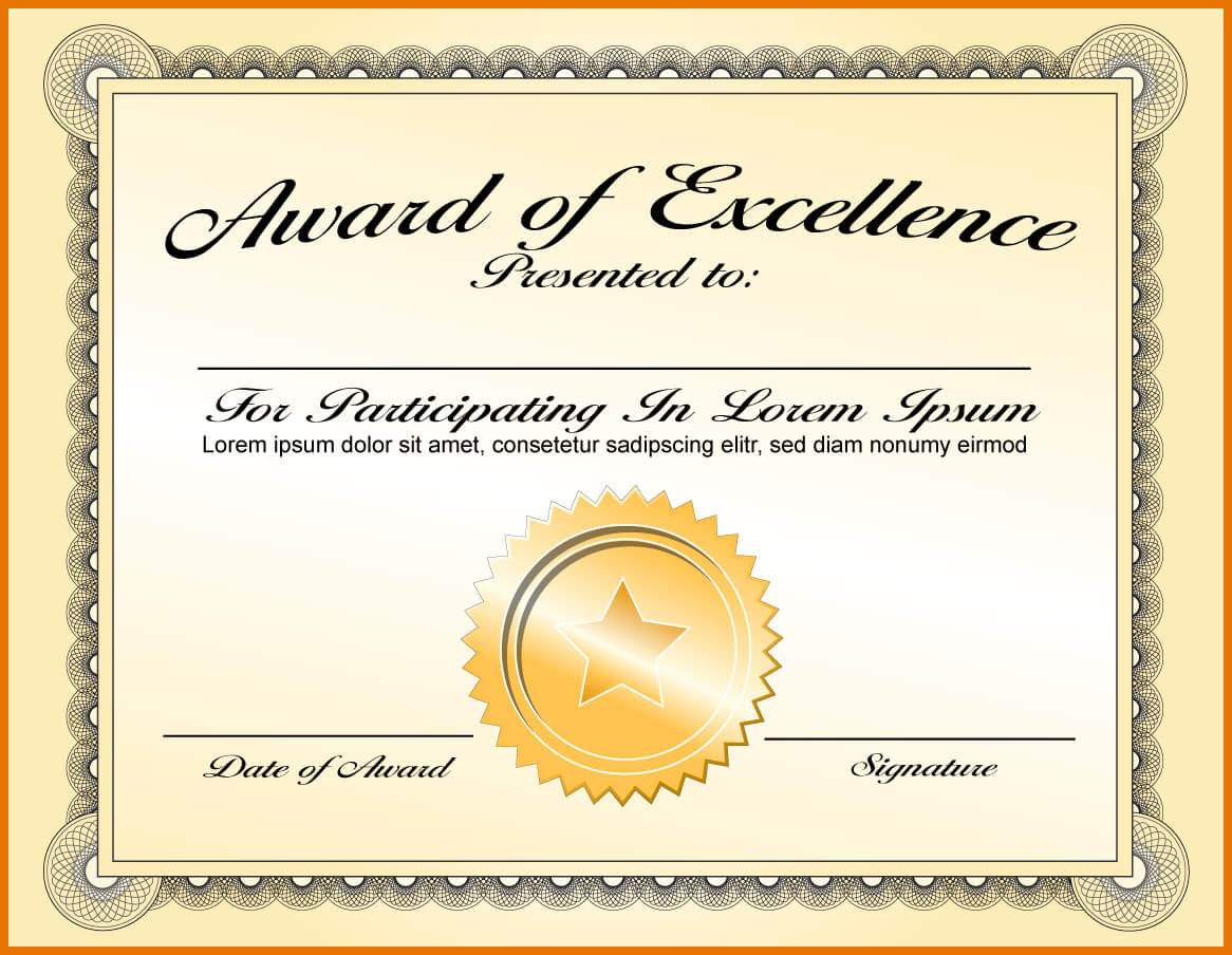 Certificate Template Academic Excellence | Sample Customer For Award Of Excellence Certificate Template