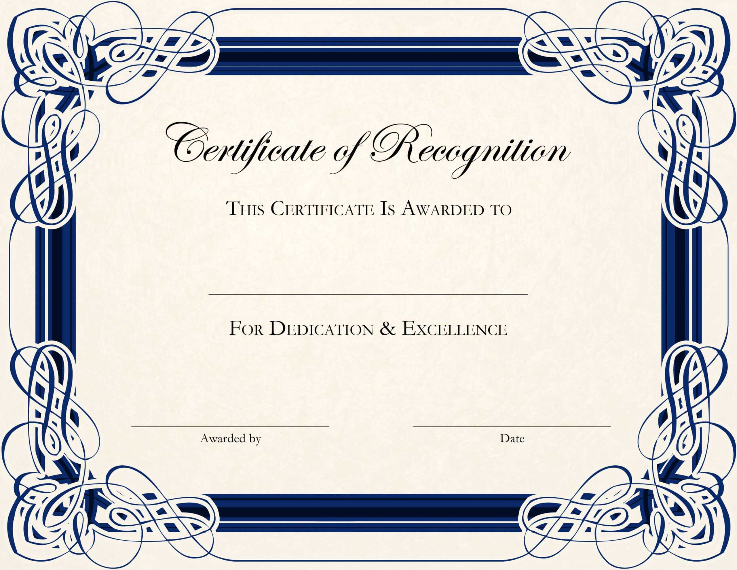 Certificate Template Designs Recognition Docs | Certificate For Certificate Of Recognition Word Template