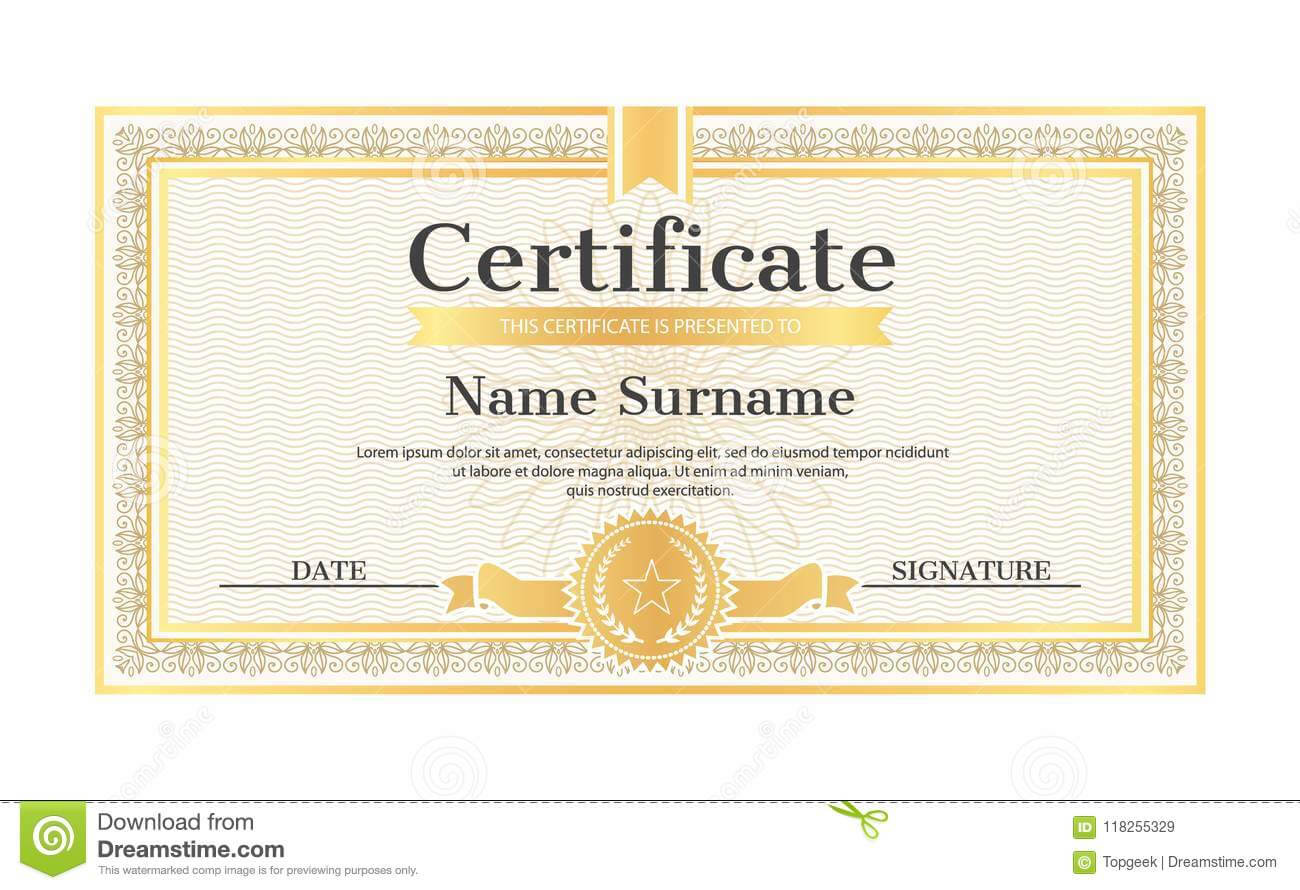 Certificate Template Editable Name Surname Date Stock Vector Regarding Star Naming Certificate Template