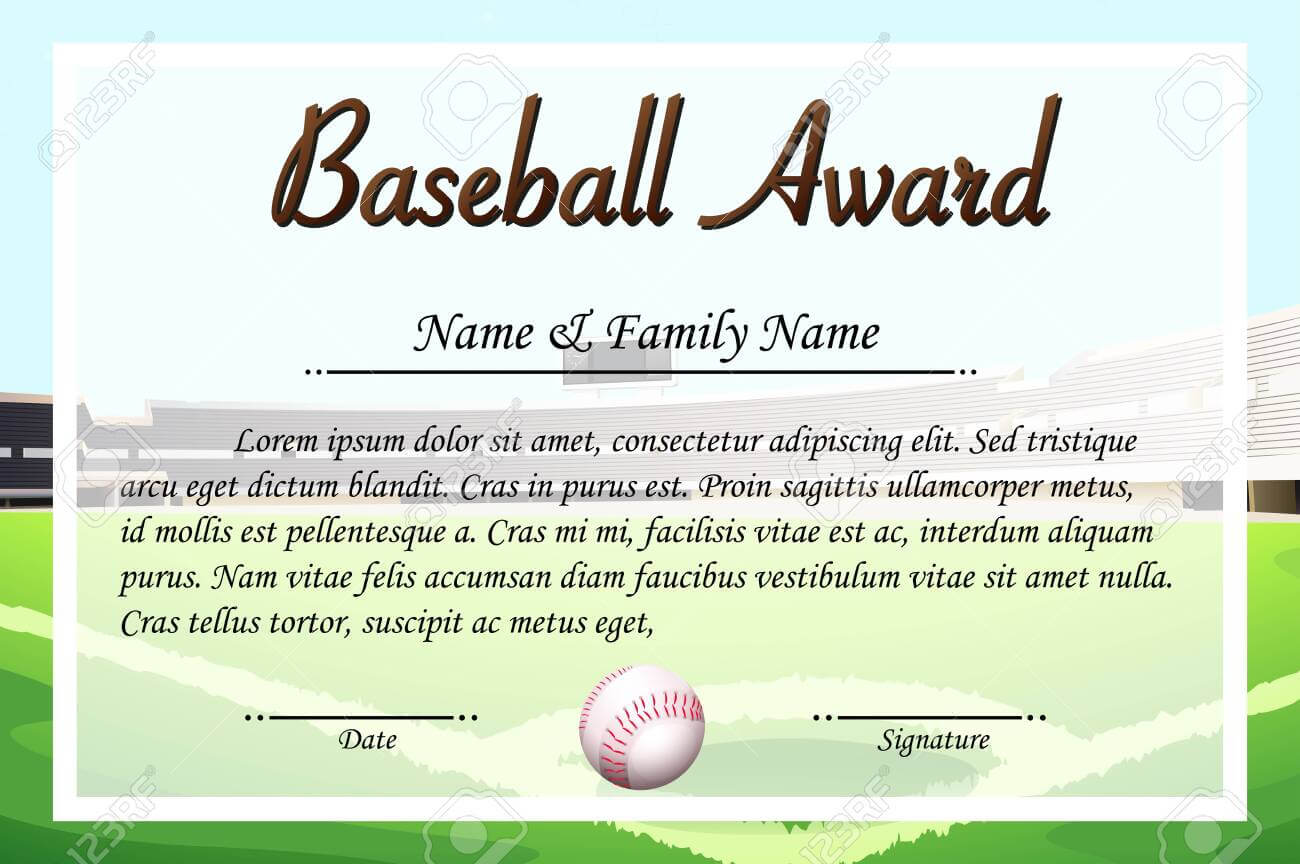 Certificate Template For Baseball Award Illustration Intended For Free Softball Certificate Templates