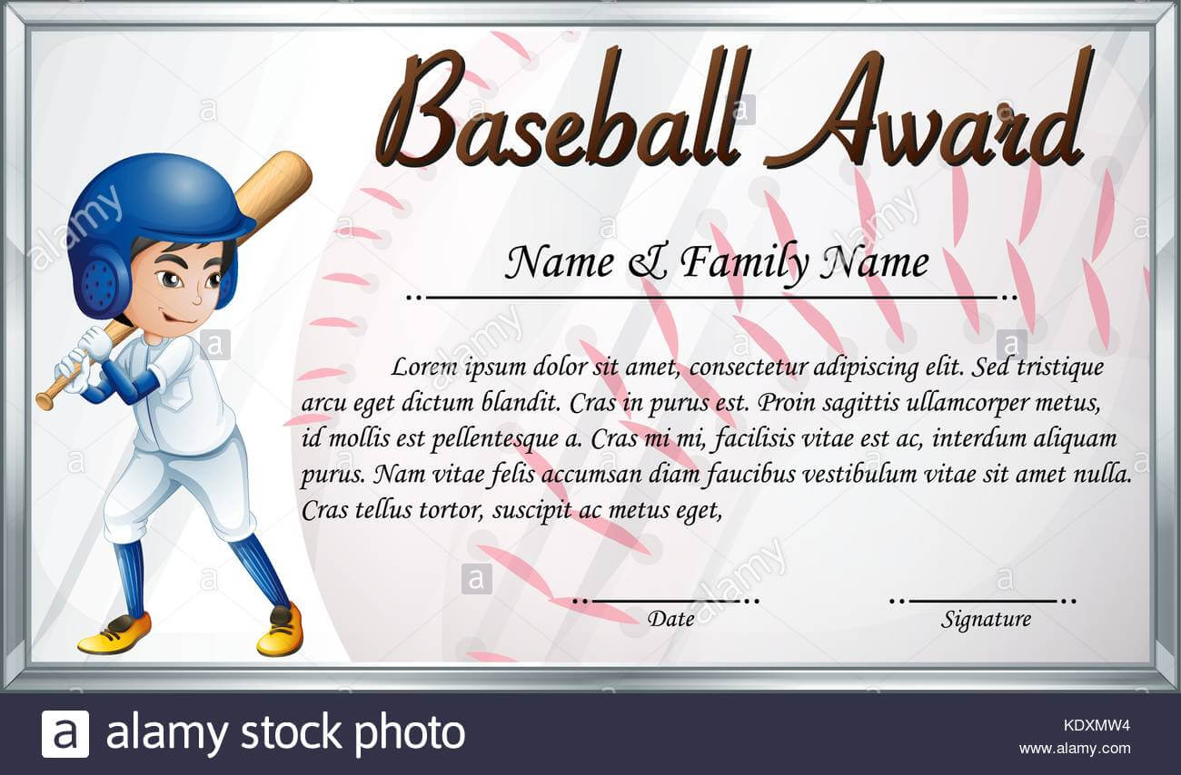 Certificate Template For Baseball Award With Baseball Player Within Softball Award Certificate Template