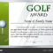 Certificate Template For Golf Award — Stock Vector with regard to Golf Certificate Template Free