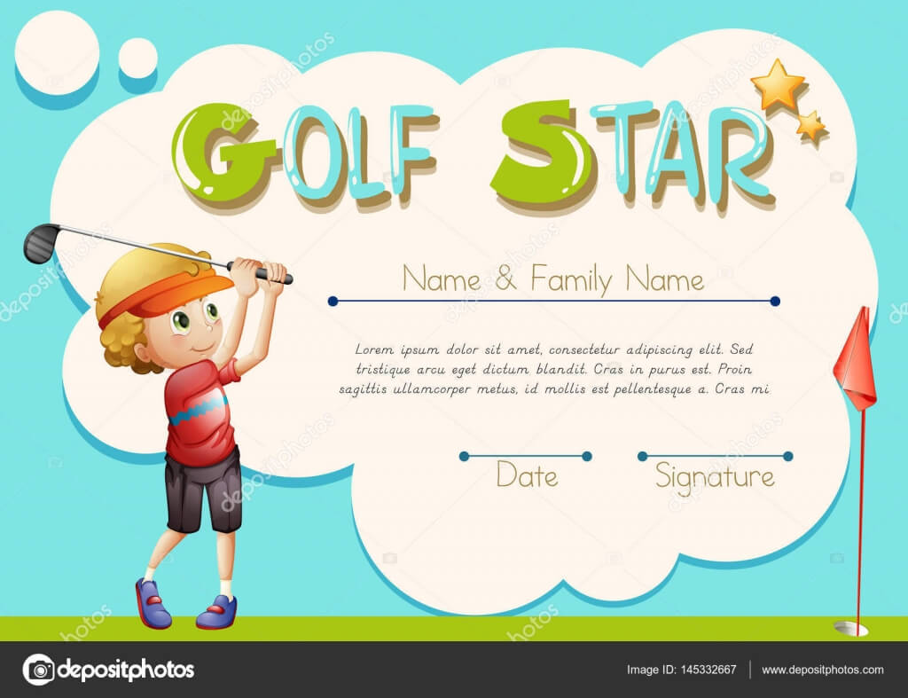 Certificate Template For Golf Star — Stock Vector Within Golf Certificate Template Free