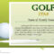 Certificate Template For Golf Star With Green Background Within Golf Certificate Template Free