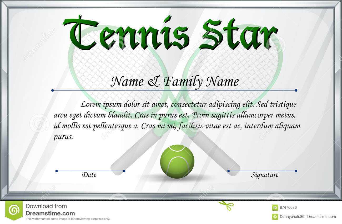 Certificate Template For Tennis Star Stock Vector In Softball Certificate Templates Free