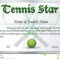 Certificate Template For Tennis Star Stock Vector Intended For Free Softball Certificate Templates