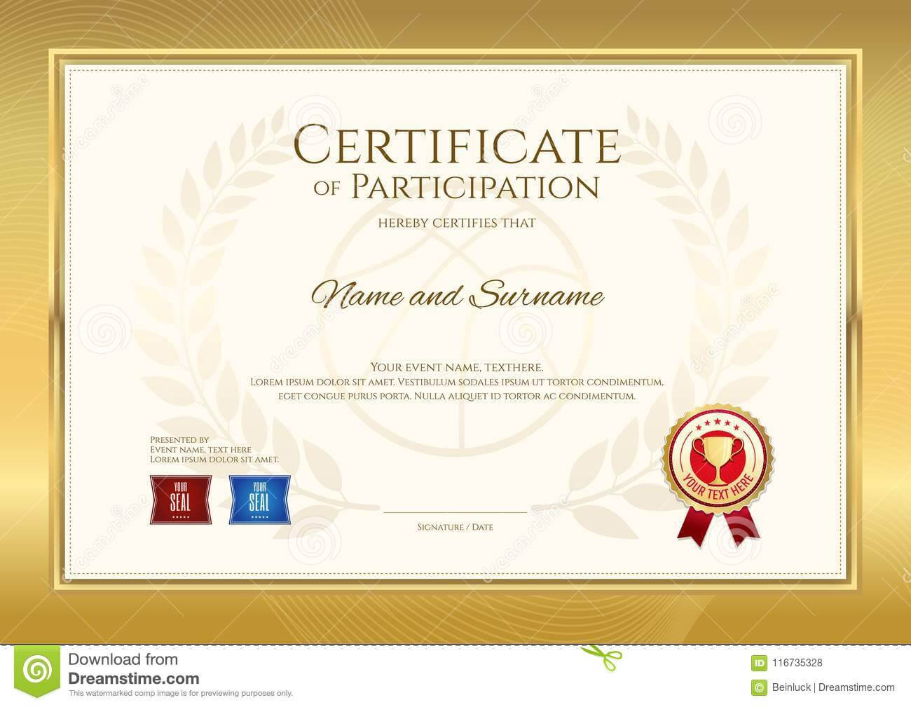 Certificate Template In Basketball Sport Theme With Gold Inside Basketball Camp Certificate Template