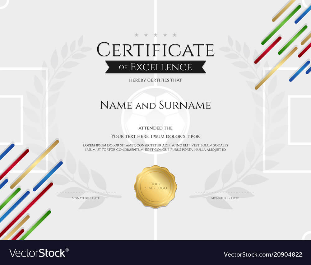 Certificate Template In Football Sport Theme With Intended For Football Certificate Template
