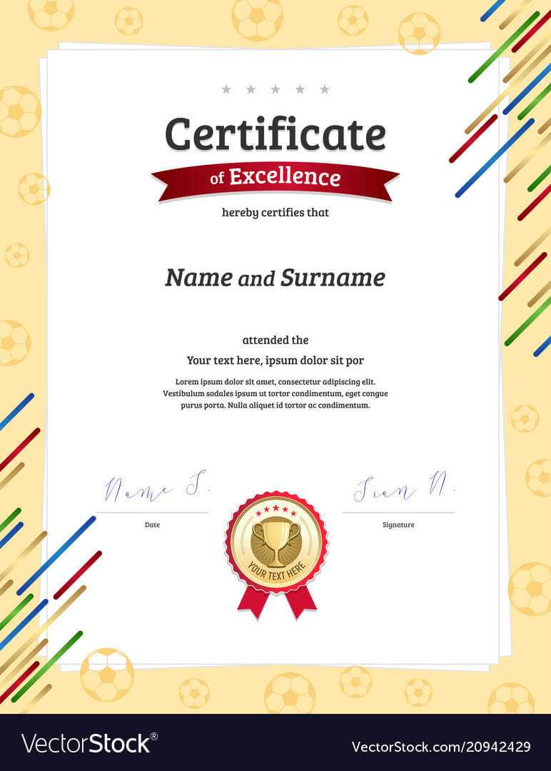 Certificate Template In Football Sport Theme With With Football Certificate Template