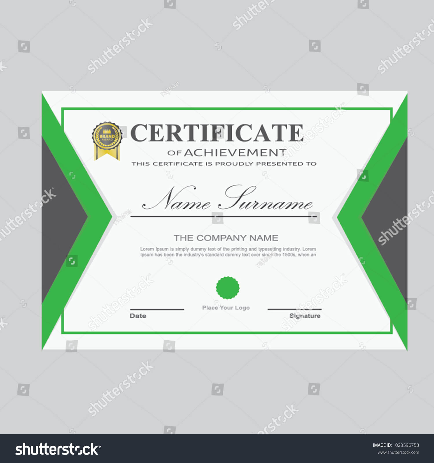 Certificate Template Modern A4 Horizontal Landscape Stock Intended For Landscape Certificate Templates