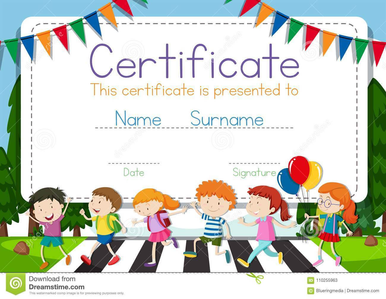 Certificate Template With Children Crossing Road Background Intended For Crossing The Line Certificate Template