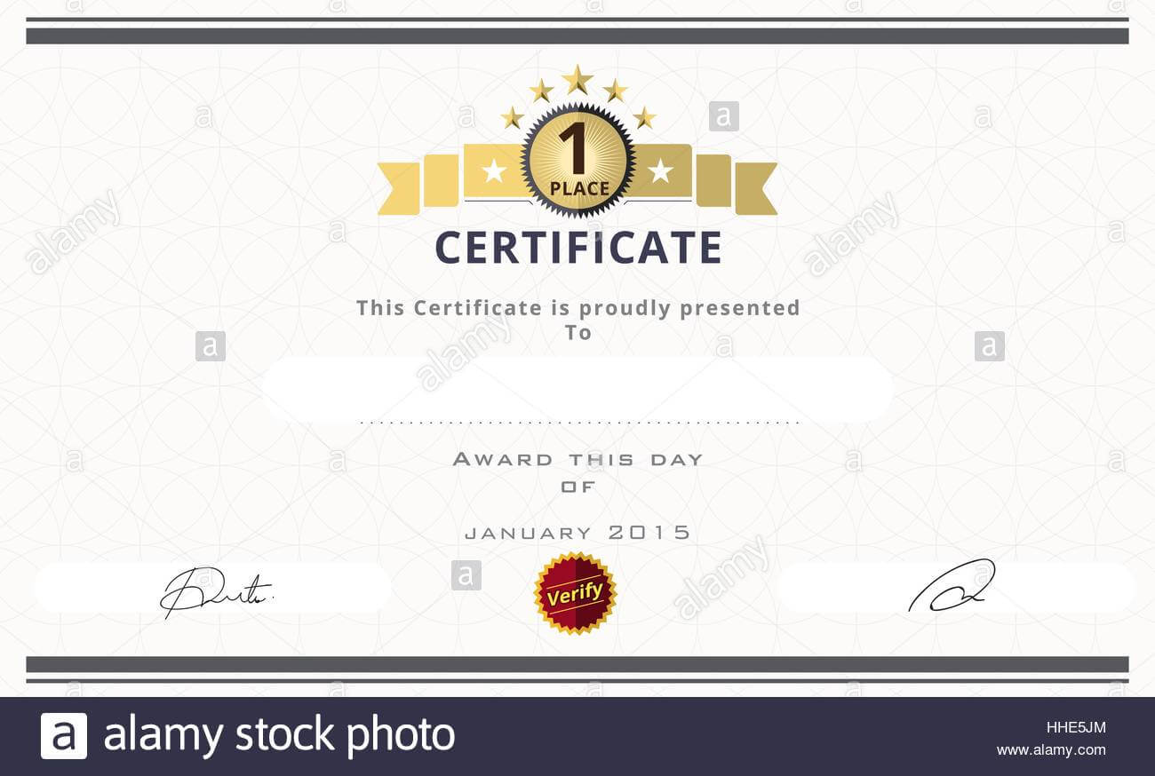 Certificate Template With First Place Concept. Certificate Regarding First Place Award Certificate Template