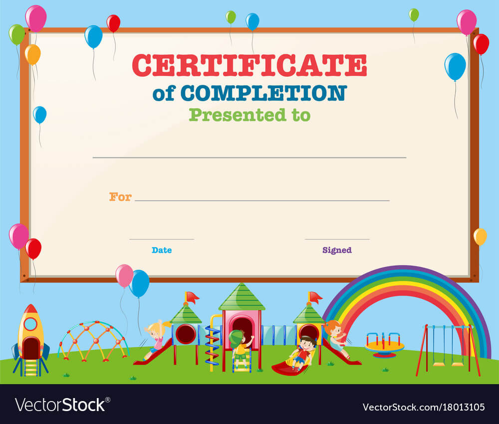 Certificate Template With Kids In Playground In Free Kids Certificate Templates