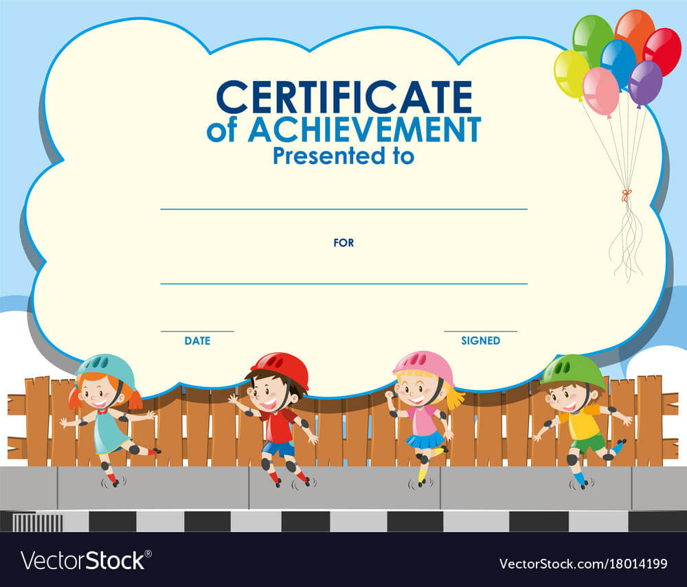 Certificate Template With Kids Skating In Free Kids Certificate Templates
