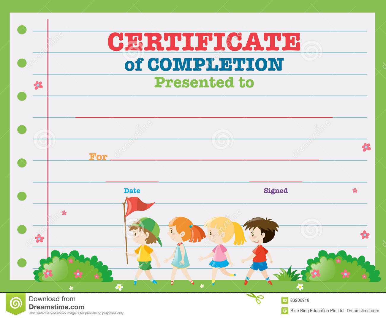 Certificate Template With Kids Walking In The Park Stock With Walking Certificate Templates