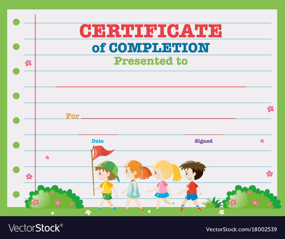 Certificate Template With Kids Walking In The Park With Regard To Walking Certificate Templates