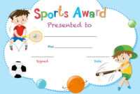 Certificate Template With Two Boys Playing Sports Vector regarding Sports Day Certificate Templates Free