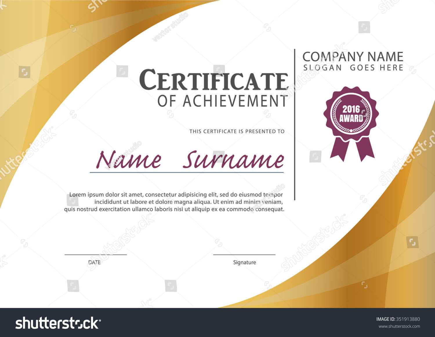 Certificate Templatediploma Layouta4 Size Vector Stock Inside Certificate Template Size