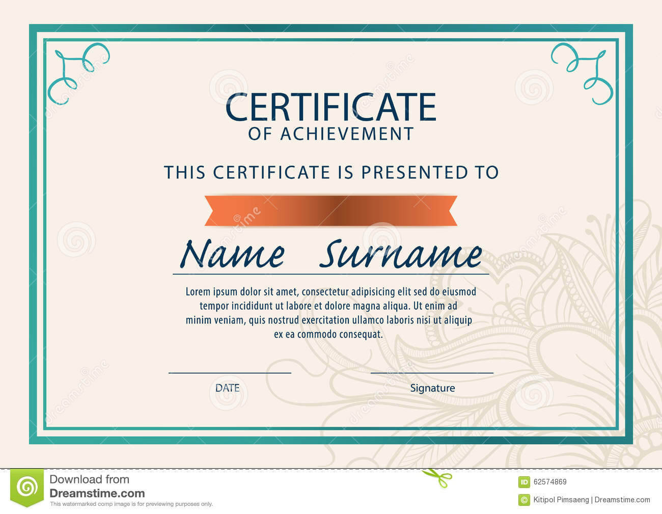 Certificate Template,diploma,a4 Size , Stock Illustration Regarding Certificate Template Size