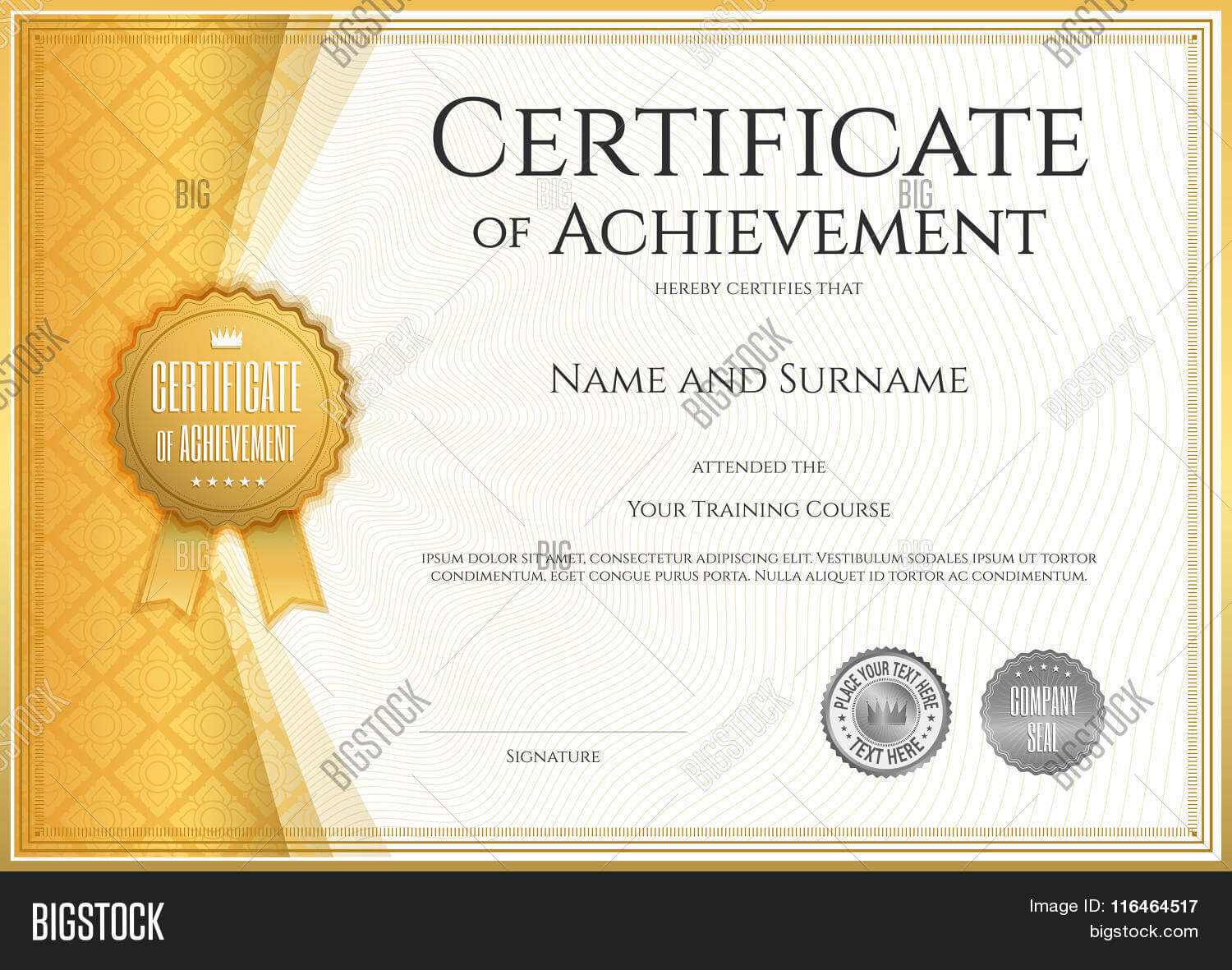 Certificate Vector & Photo (Free Trial) | Bigstock Inside Certificate Of Accomplishment Template Free
