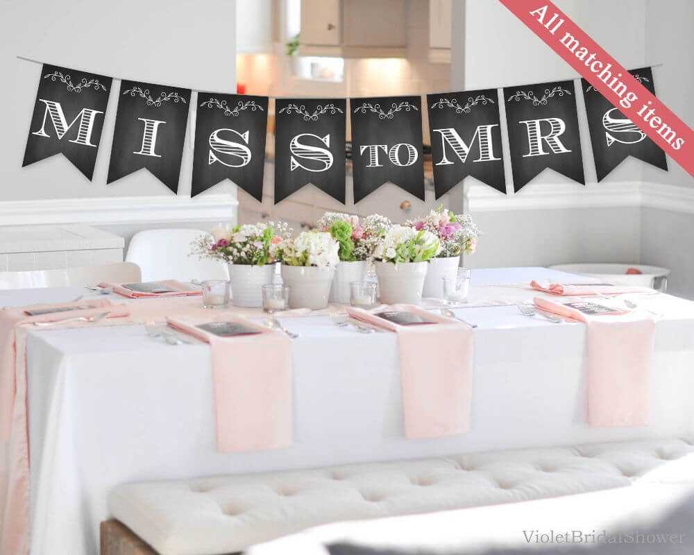 Chalkboard Bridal Shower Banner Template. Printable Bridal Intended For Bridal Shower Banner Template