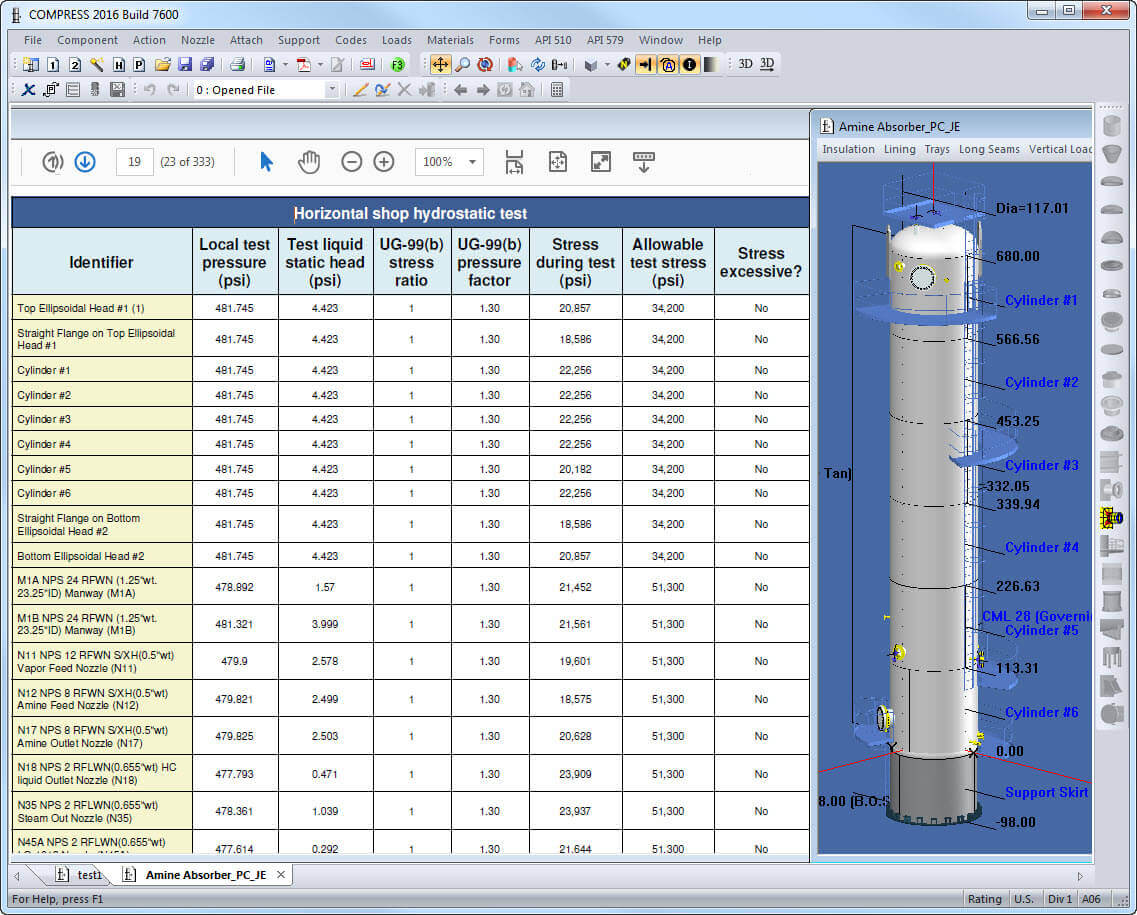Check Stresses Before Testing | Codeware With Hydrostatic Pressure Test Report Template