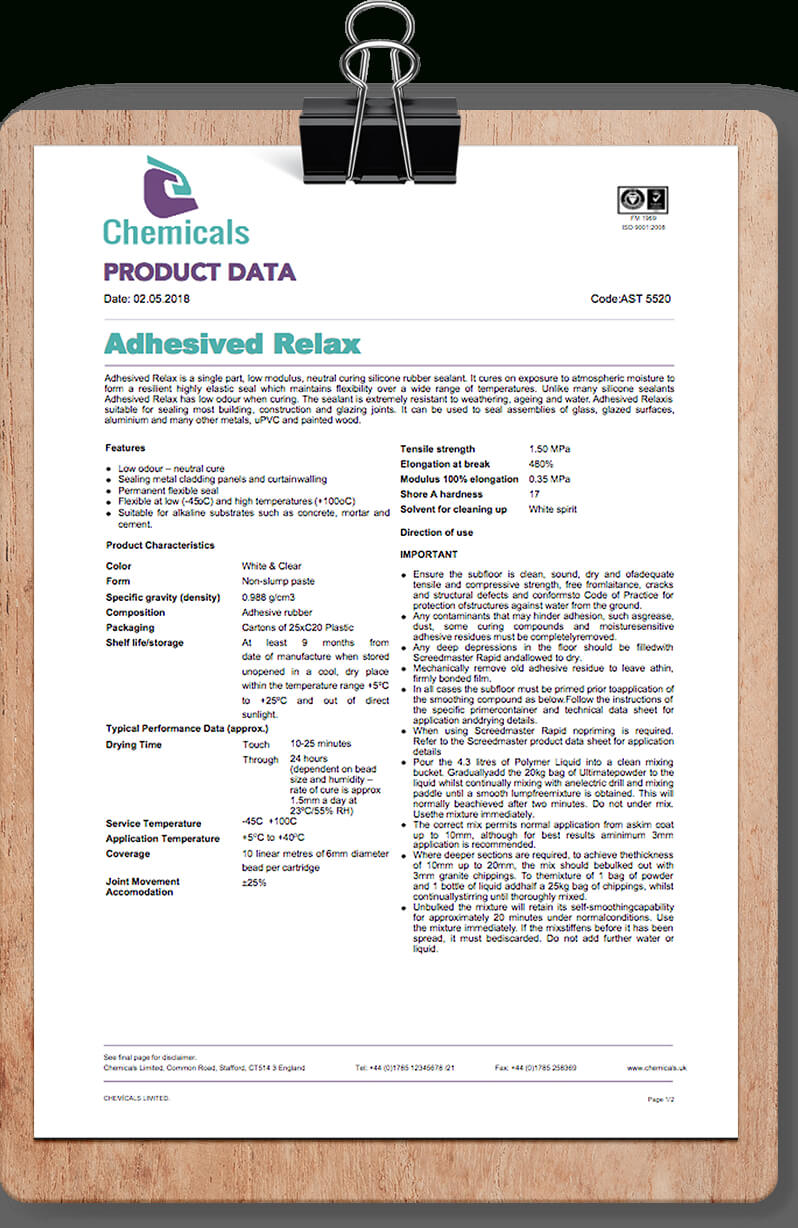 Chemical Adhesive Datasheet Template This Free Product Within Datasheet Template Word
