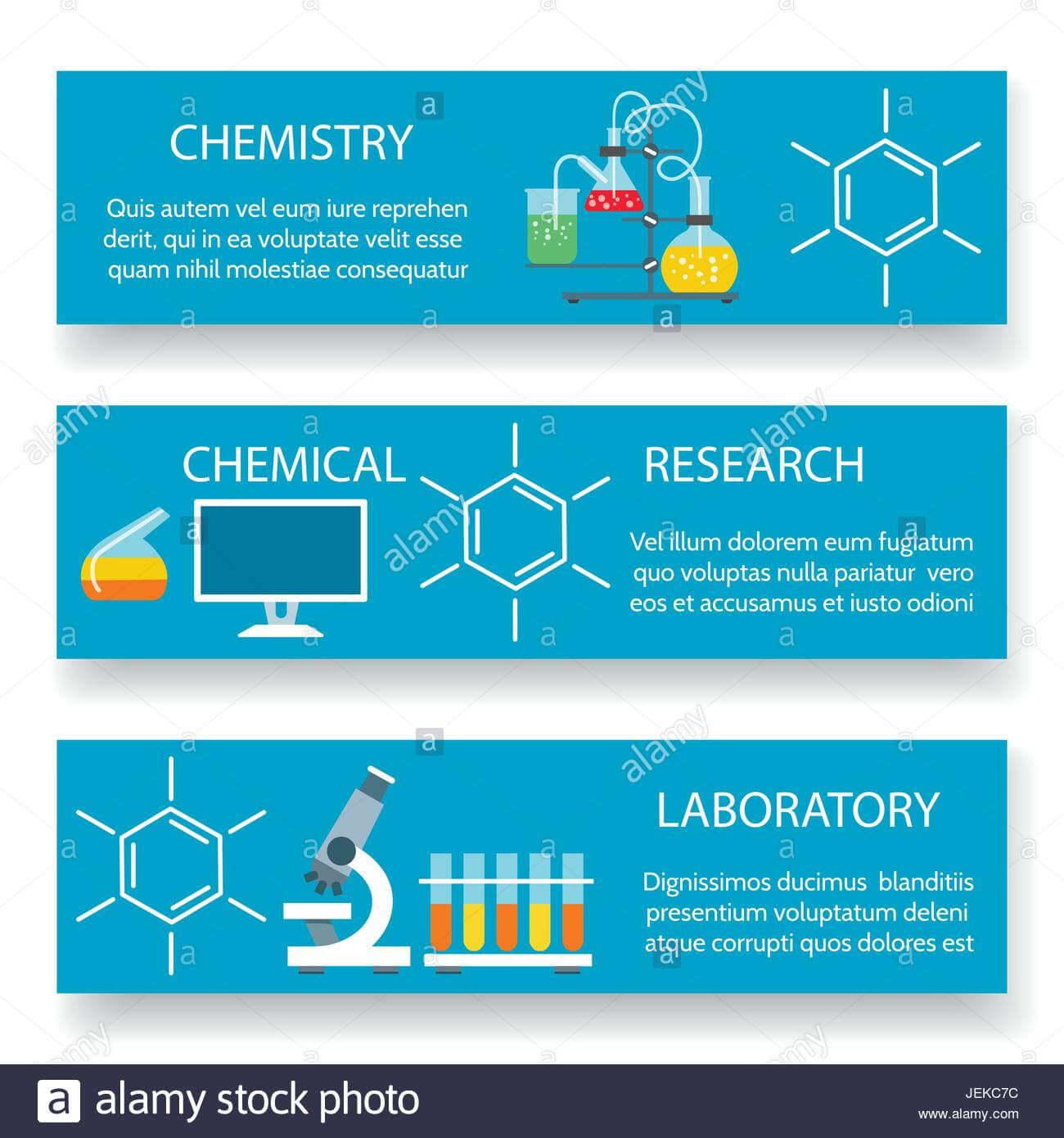 Chemistry Lab Banners. Vector Science Experiment Backgrounds In Science Fair Banner Template