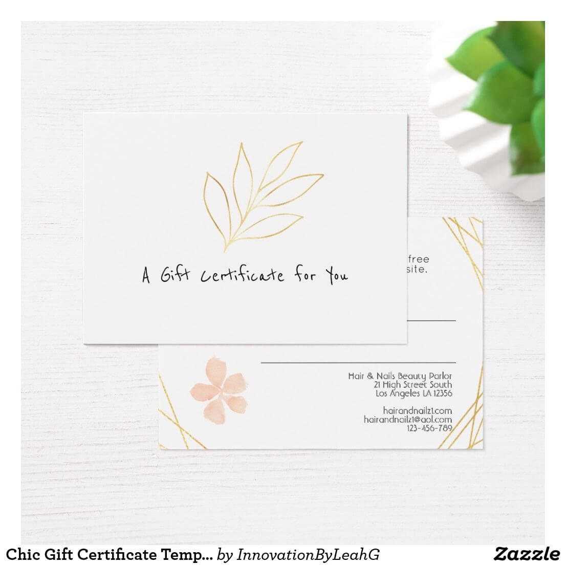 Chic Gift Certificate Template Add Logo Gold Leaf | Zazzle Pertaining To Elegant Gift Certificate Template