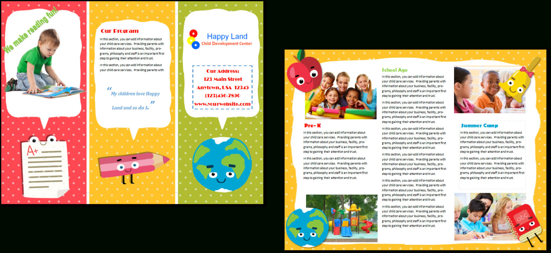 Child Care Brochure Template 22 With Regard To Daycare Brochure Template