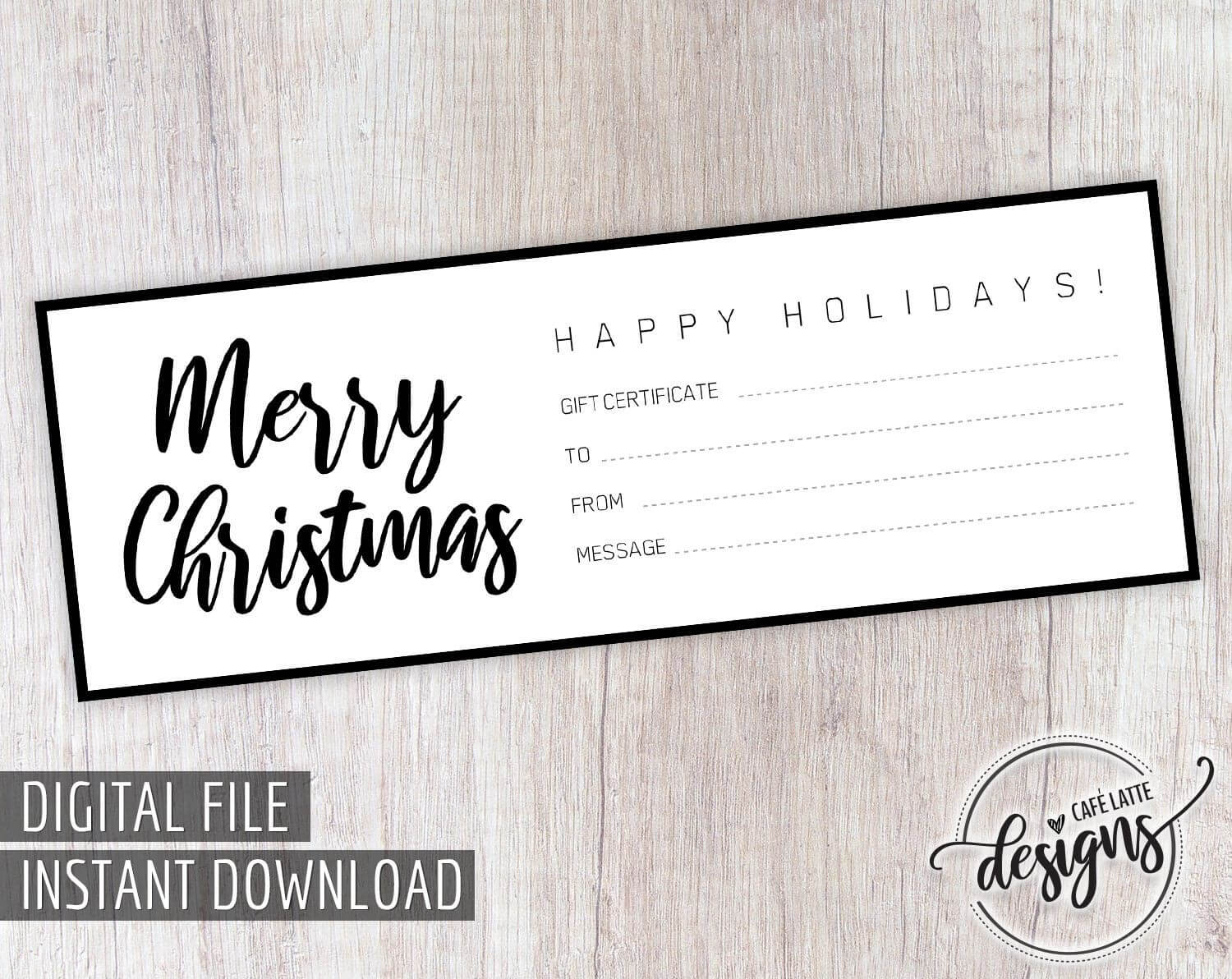 Christmas Gift Certificate, Gift Certificate Printable, Gift Within Black And White Gift Certificate Template Free