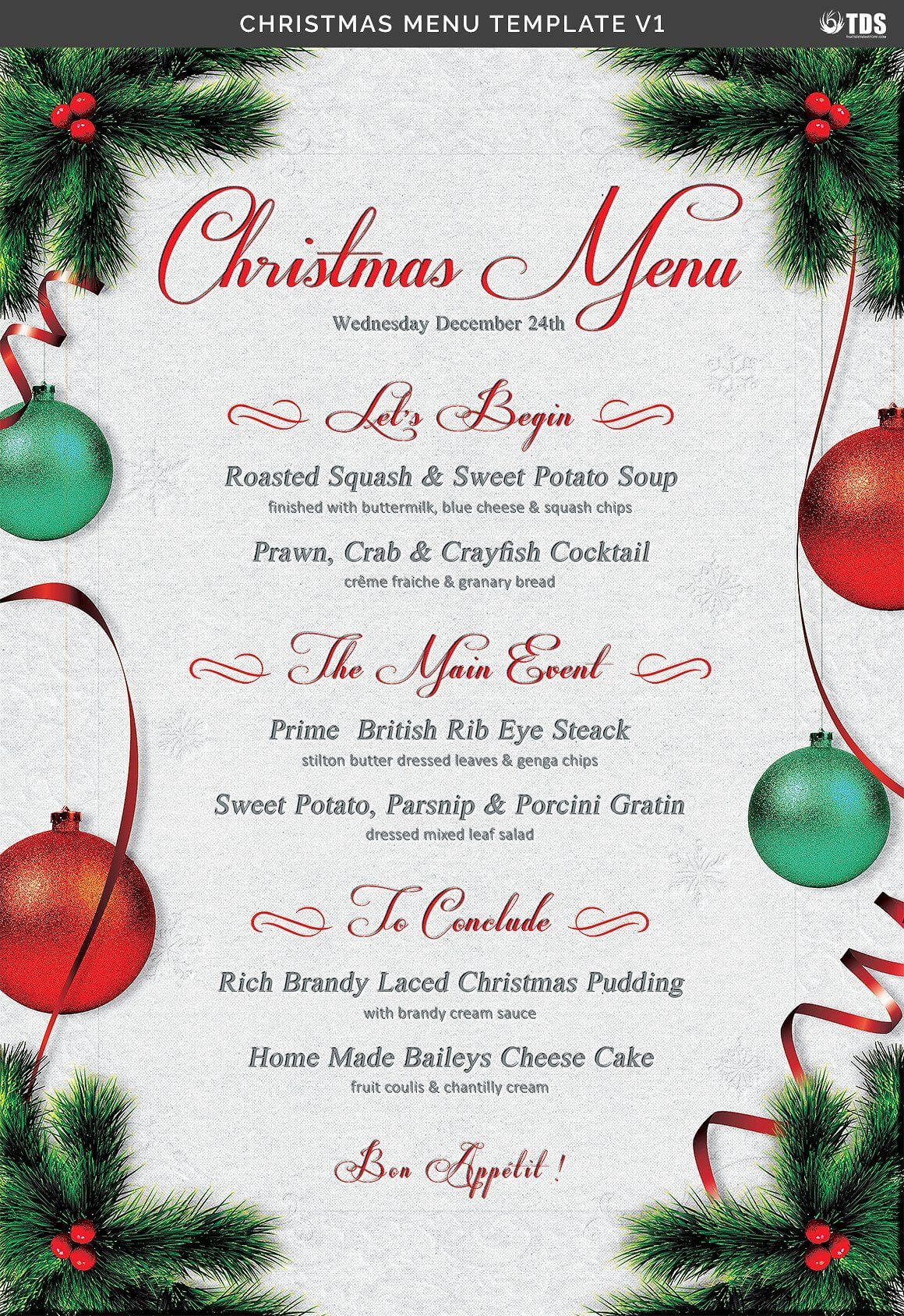 Christmas Menu Template V1Thats Design Store #ad Inside Cocktail Menu Template Word Free