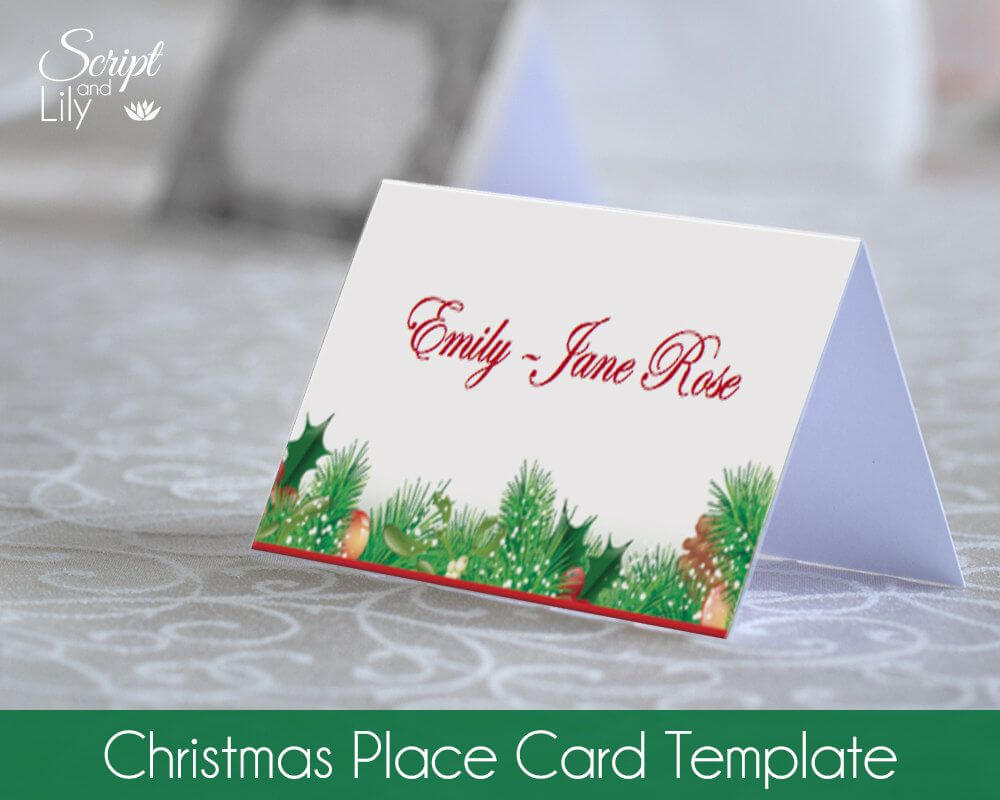 Christmas Place Name Card Template | Easy To Edit And Print Regarding Foldable Card Template Word