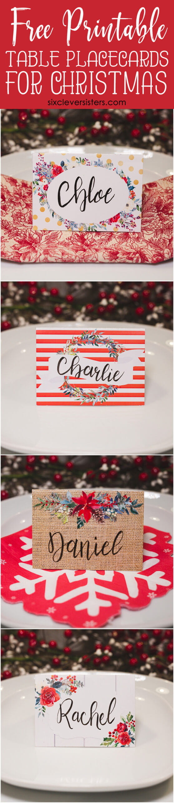 Christmas Table Place Cards { Free Printable} – Six Clever Regarding Christmas Table Place Cards Template