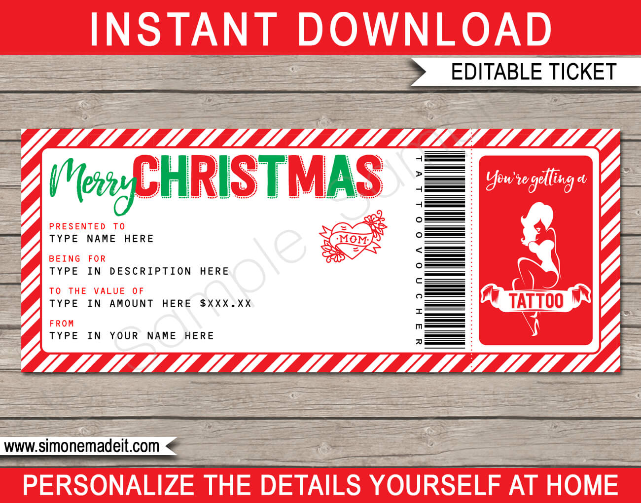 Christmas Tattoo Gift Vouchers Throughout Tattoo Gift Certificate Template