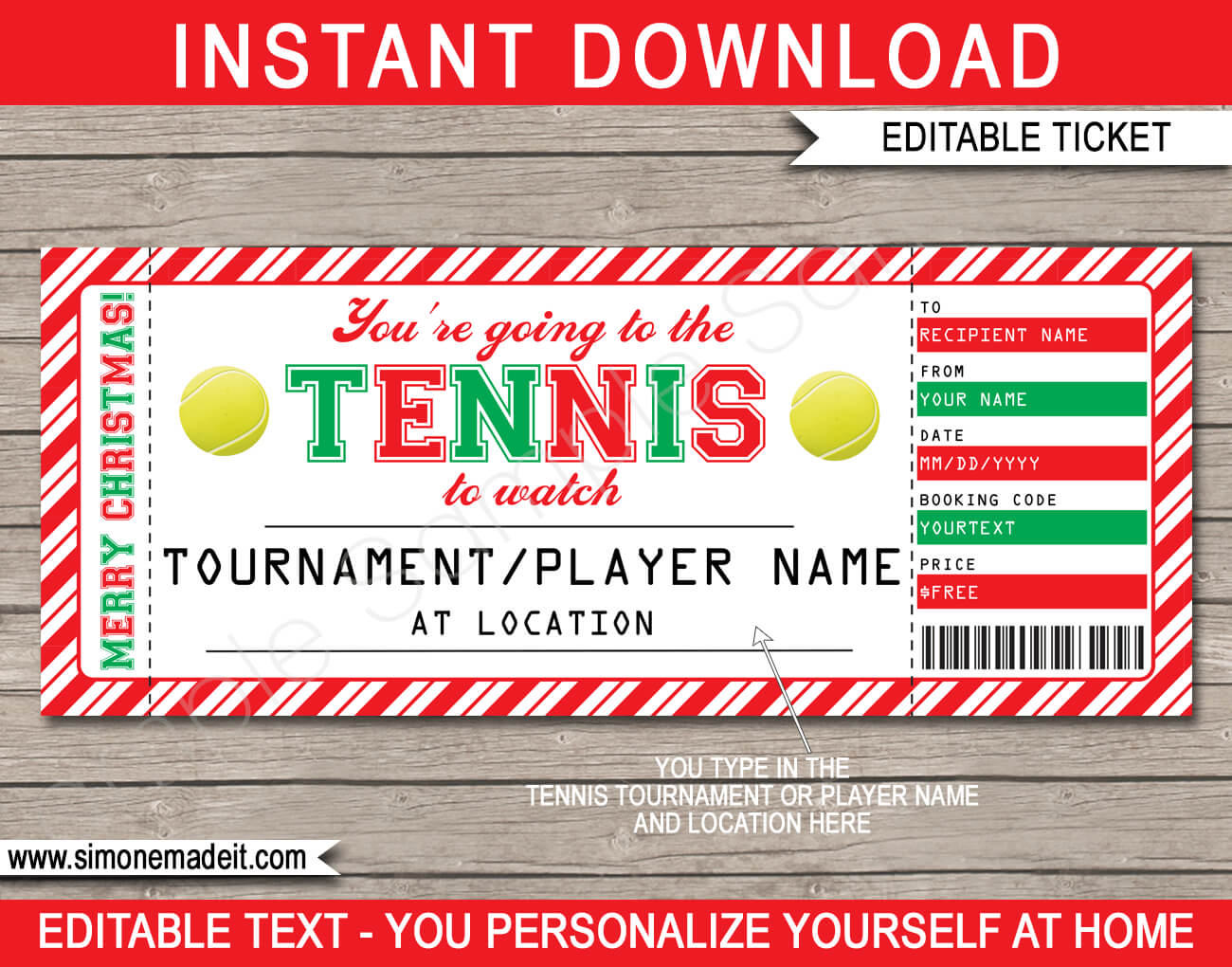 Christmas Tennis Gift Tickets With Regard To Tennis Gift Certificate Template