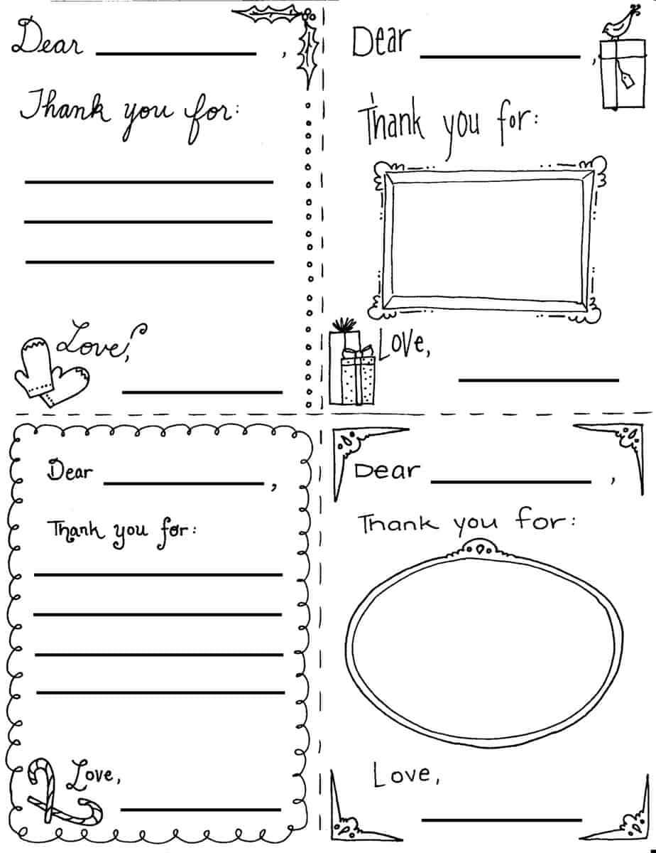 Christmas "thank You Cards" Coloring Page Inside Free Printable Thank You Card Template