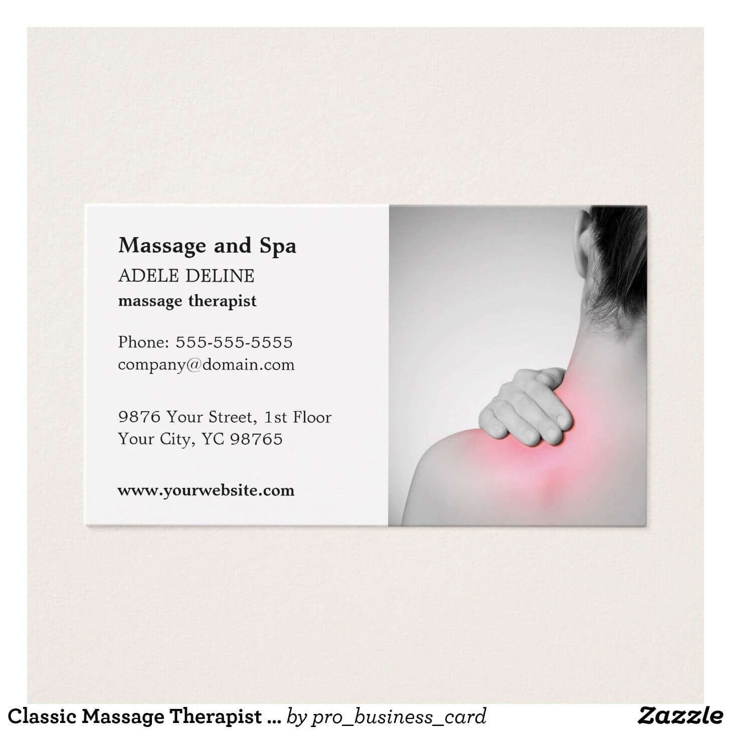 Classic Massage Therapist Business Card Template | Business In Massage Therapy Business Card Templates