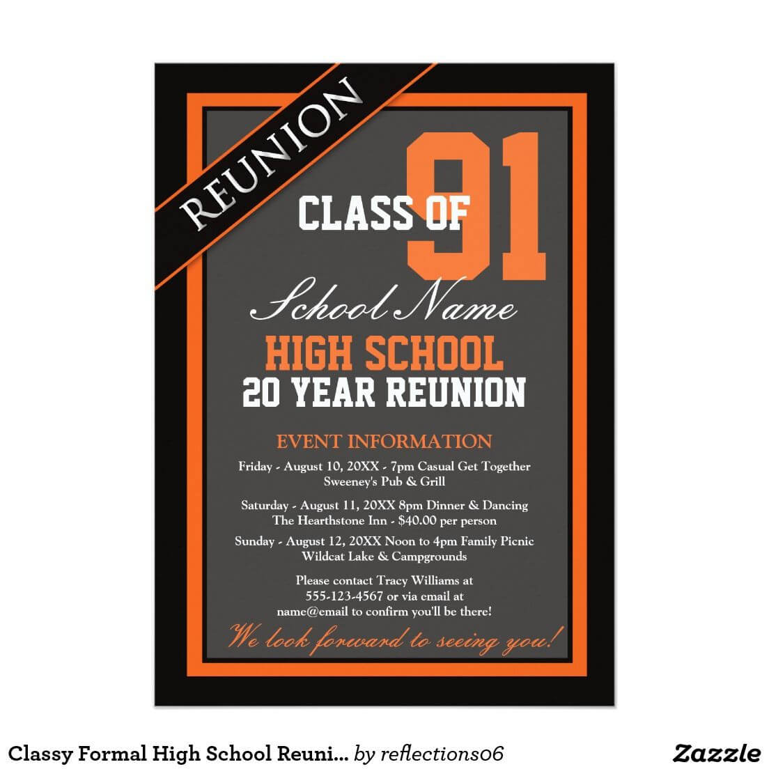 Classy Formal High School Reunion Invitation | Zazzle Throughout Reunion Invitation Card Templates
