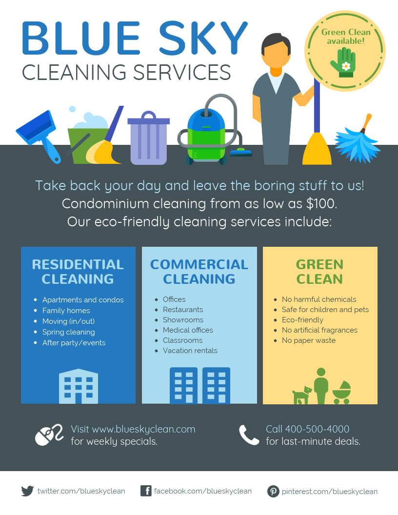 Cleaning Service Flyer | Commercial Cleaning Services Inside Commercial Cleaning Brochure Templates
