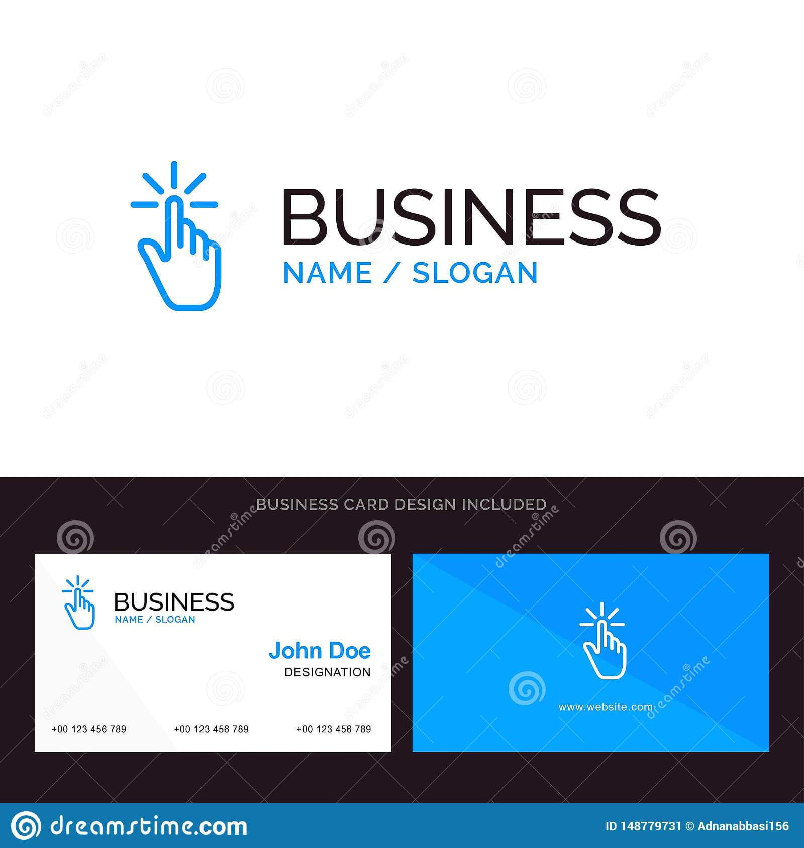 Click, Finger, Gesture, Gestures, Hand, Tap Blue Business With Push Card Template