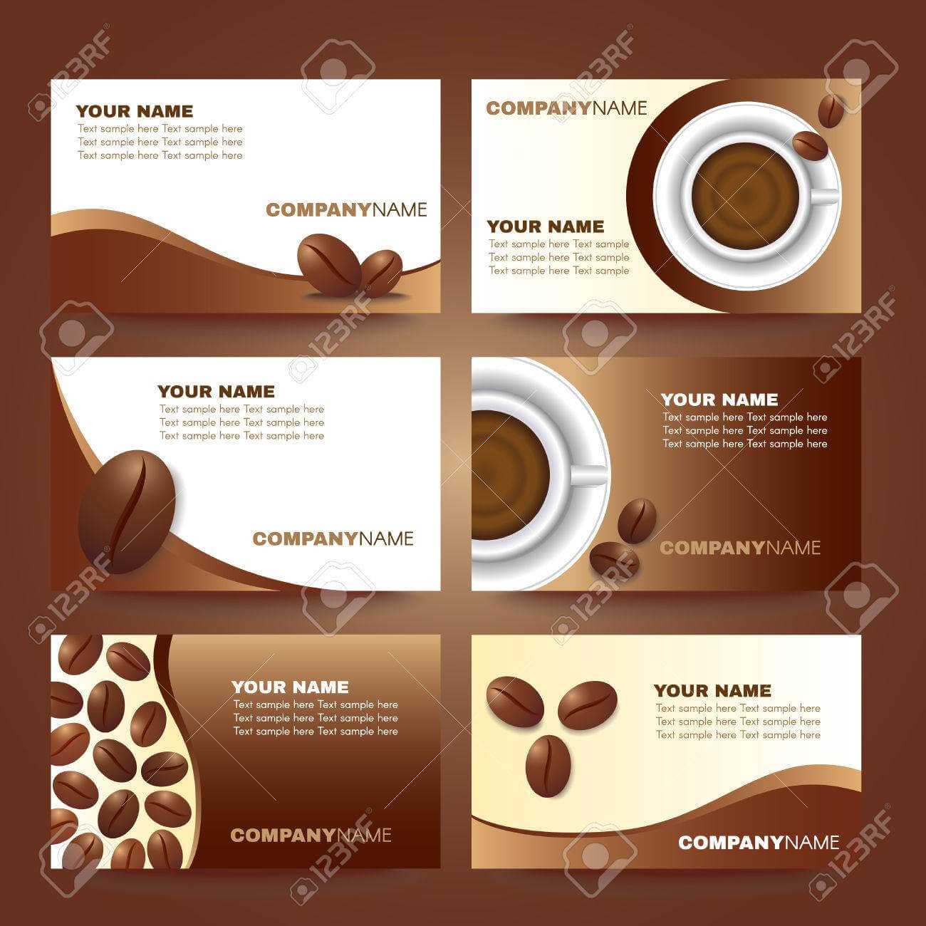 Coffee Business Card Template Vector Set Design Within Coffee Business Card Template Free