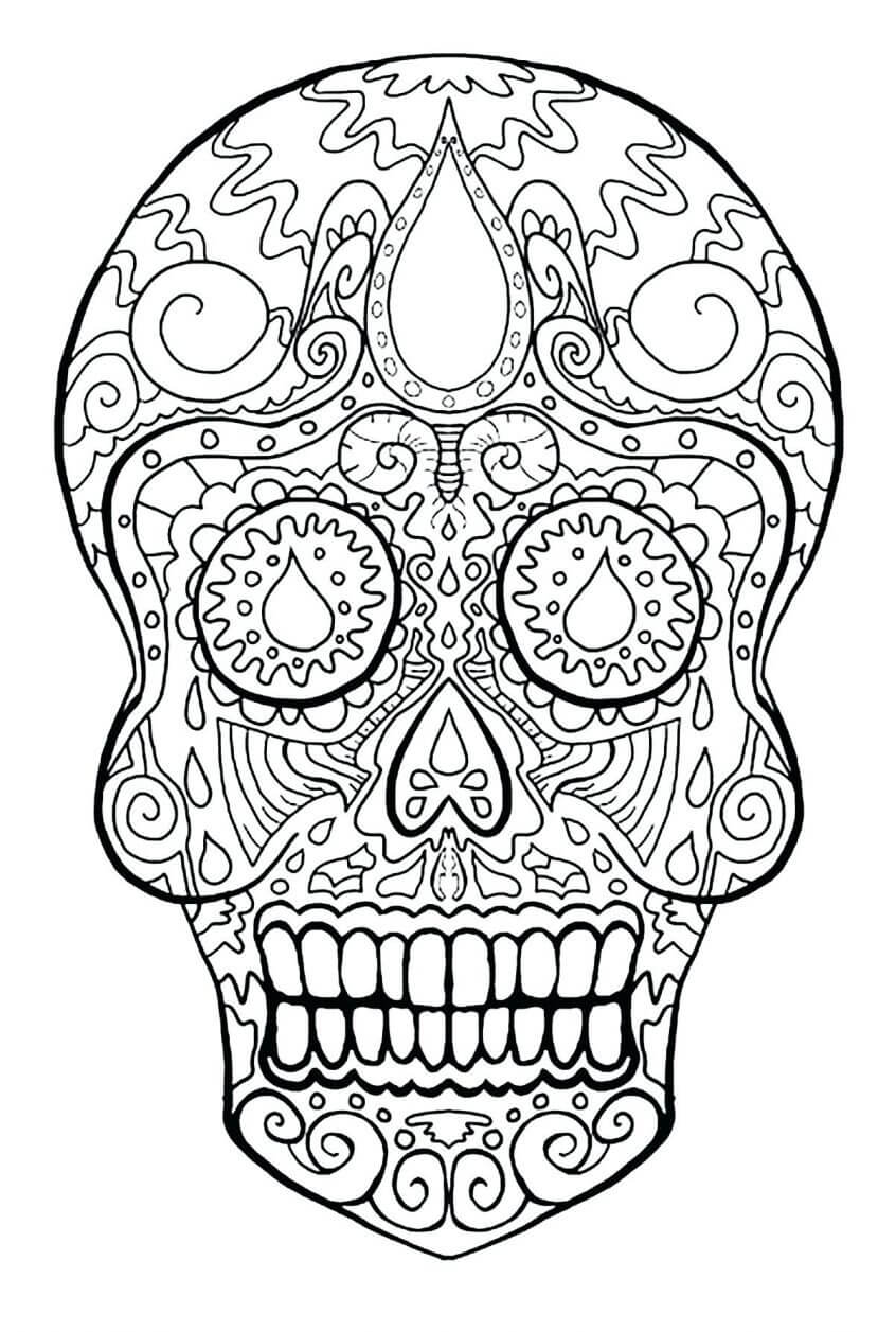 Color Pages ~ Free Easy Printable Sugar Skull Color Page For Throughout Blank Sugar Skull Template