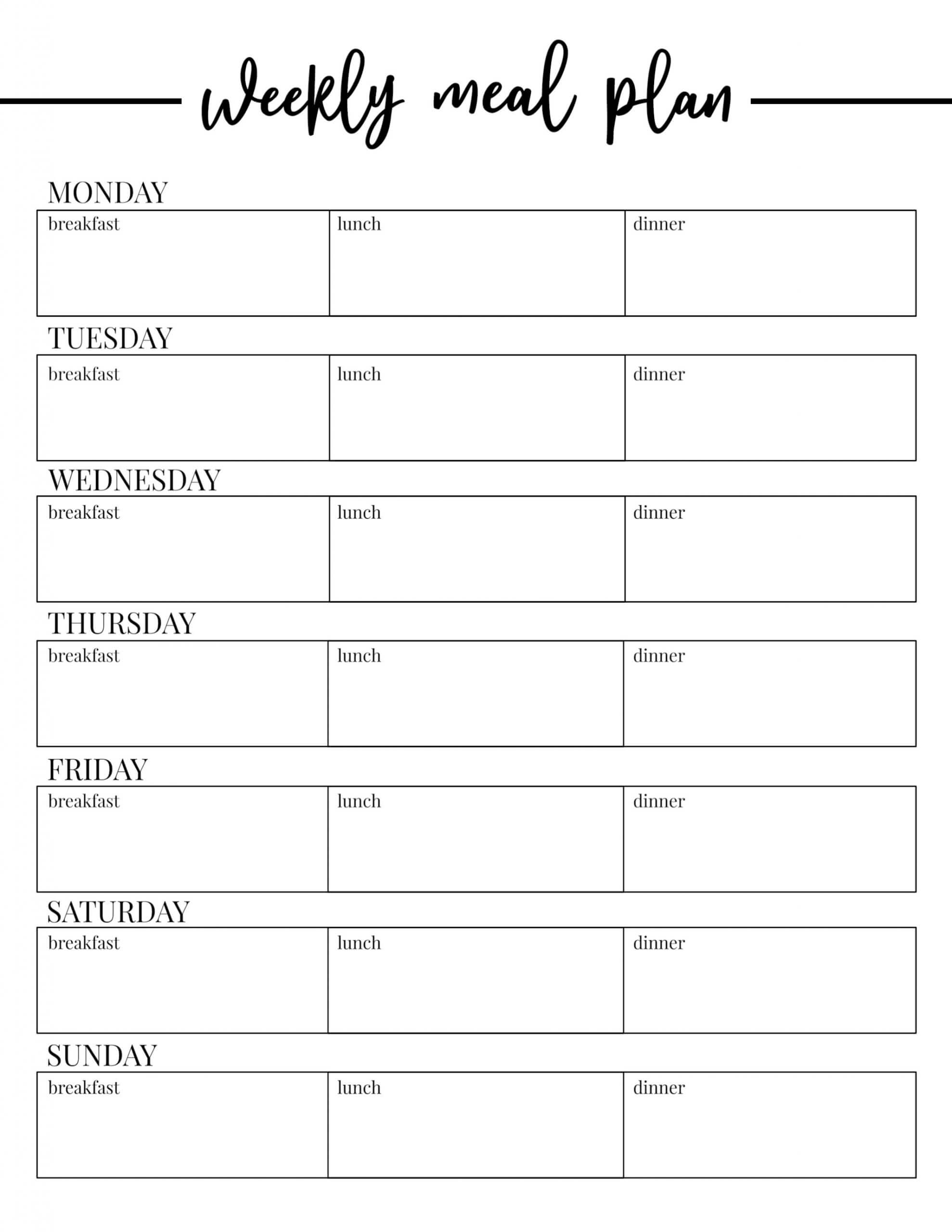 Color Pages ~ Monthly Lunch Menu Templatee Printable Daily With Regard To Blank Meal Plan Template