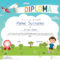 Colorful Kids Summer Camp Diploma Certificate Template Stock Pertaining To Summer Camp Certificate Template