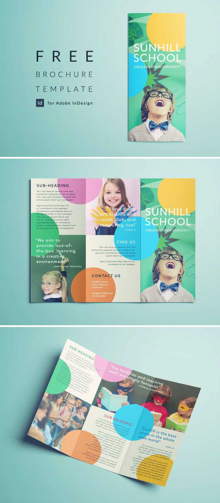 Colorful School Brochure - Tri Fold Template | Download Free For School Brochure Design Templates